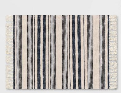 Photo 1 of 2'x3' Striped Tapestry with Fringes Woven Indoor/Outdoor Rug - Threshold™

