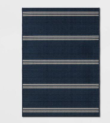 Photo 1 of 5' X 7' Stripe Outdoor Rug Navy - Threshold
