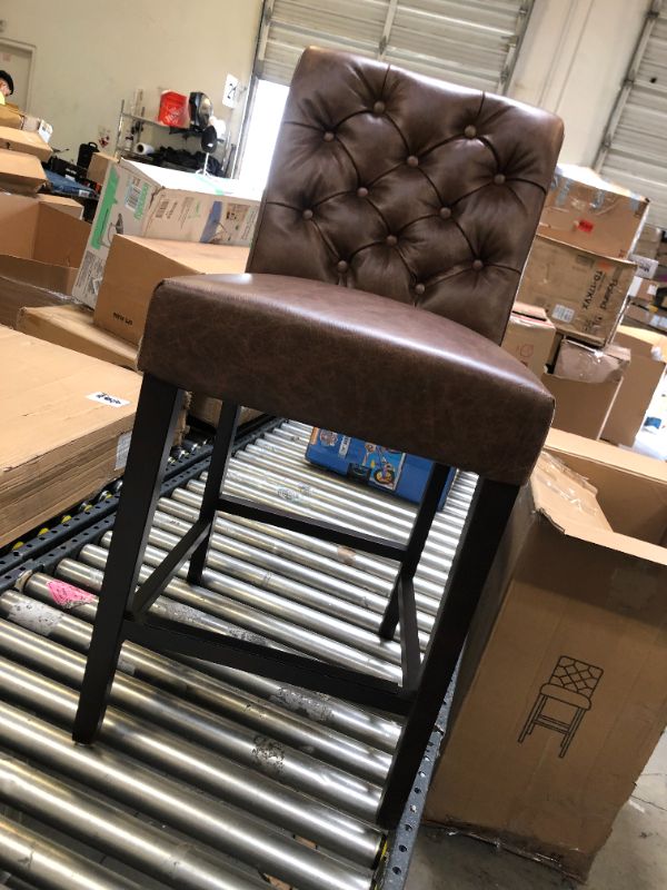 Photo 2 of Amazon Brand – Stone & Beam Carson Leather Tufted High-Back Counter-Height Kitchen Stool, 41"H, Brown
---------OUT OF THE BOX NEW -------- POSSIBLY HAS SOME MINOR SCRATCHES FROM SHIPPING --------