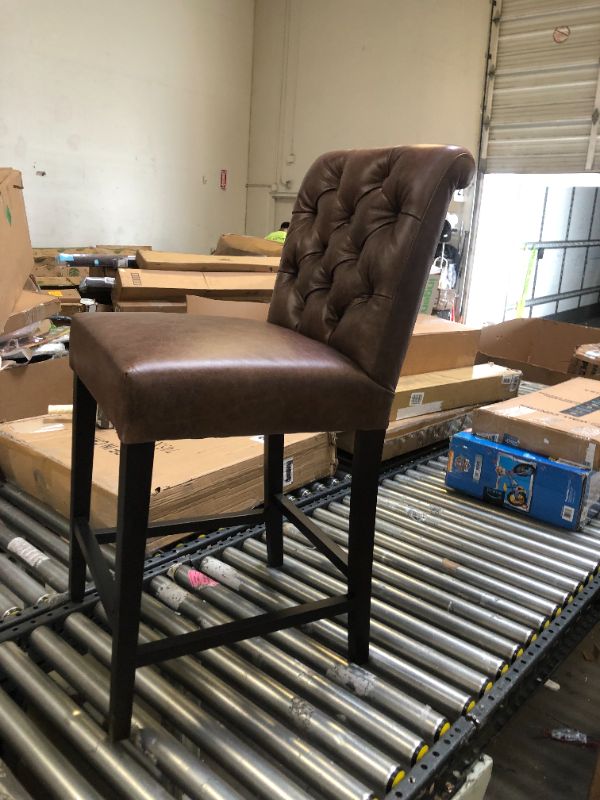 Photo 3 of Amazon Brand – Stone & Beam Carson Leather Tufted High-Back Counter-Height Kitchen Stool, 41"H, Brown
---------OUT OF THE BOX NEW -------- POSSIBLY HAS SOME MINOR SCRATCHES FROM SHIPPING --------
