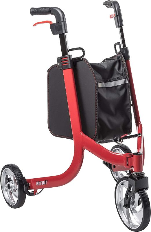 Photo 1 of Drive Medical Nitro 3 Euro-Style Rollator Walker with Wheels, Red
