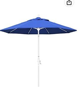 Photo 1 of California Umbrella ATA908117-5401 9' Round Aluminum Market, Crank Lift, Auto Tilt, Bronze Pole, Sunbrella Pacific Blue Patio Umbrella
