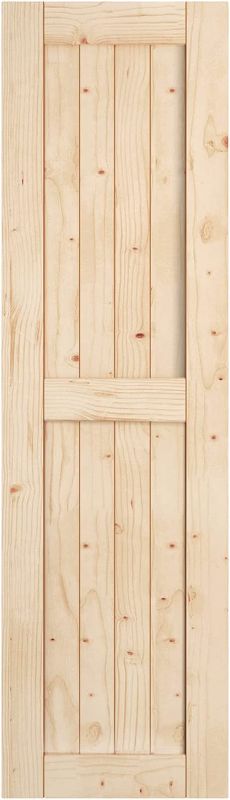 Photo 1 of EaseLife 24in x 84in Sliding Barn Wood Door,Interior Doors,DIY Assemblely Unfinished Solid Natural Spruce Panelled Slab,Easy Install,Apply to Rooms & Storage Closet,H-Frame
