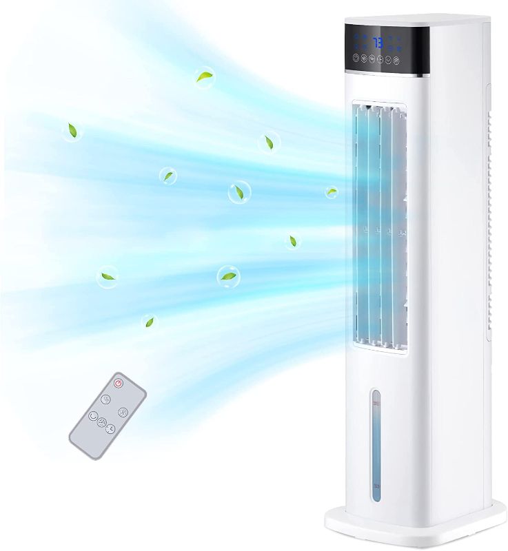 Photo 1 of Uthfy Evaporative Air Cooler, 30" Tower Fan that Blow Cold Air with Remote Control, 3 Speeds, 12H Timer, Oscillating Bladeless Cooling Fans for Bedroom Home Office
