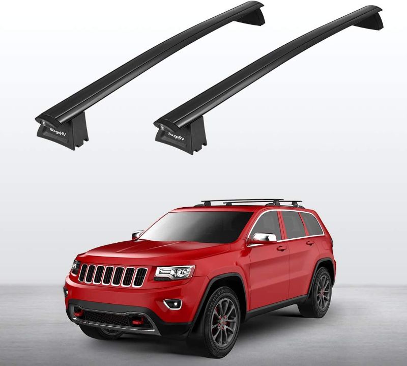 Photo 1 of BougeRV Car Roof Rack Cross Bars for 2011-2021 Jeep Grand Cherokee with Grooved Side Rails, Aluminum Cross Bar Replacement for Rooftop Cargo Carrier Bag Kayak Bike Snowboard (Not for 2022 Model)
