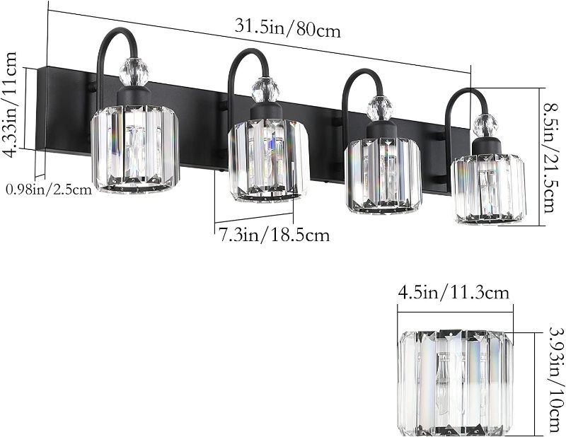 Photo 1 of Ralbay Modern Crystal Vanity Lights Matte Black Crystal Bathroom Vanity Lights Over Mirror Modern Crystal Black Vanity Lighting Fixtures for Bathroom
