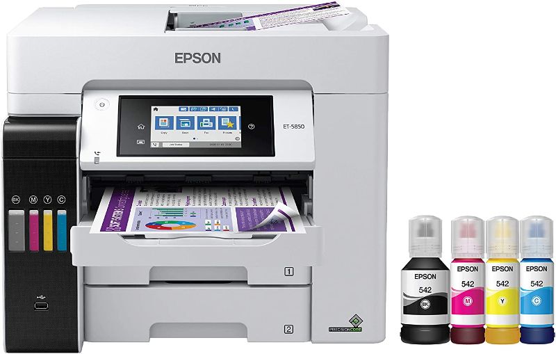 Photo 1 of Epson EcoTank Pro ET-5850 Wireless Color All-in-One Supertank Printer with Scanner, Copier, Fax and Ethernet
