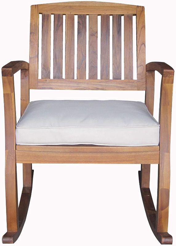 Photo 1 of Christopher Knight Home Selma Acacia Rocking Chair with Cushion, Teak Finish
