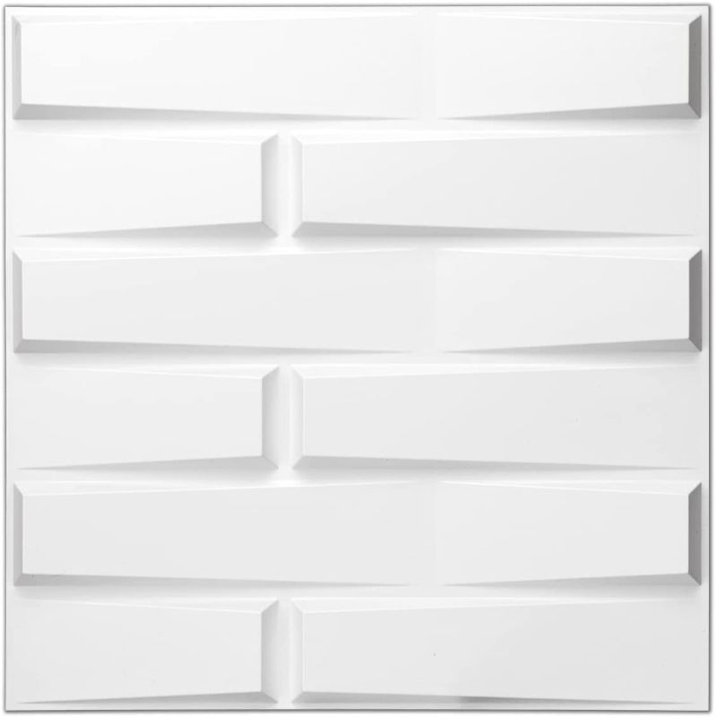 Photo 1 of Art3d Decorative 3D PVC Wall Panel for Interior Décor, 12-Pack 19.7 x 19.7 in. White

