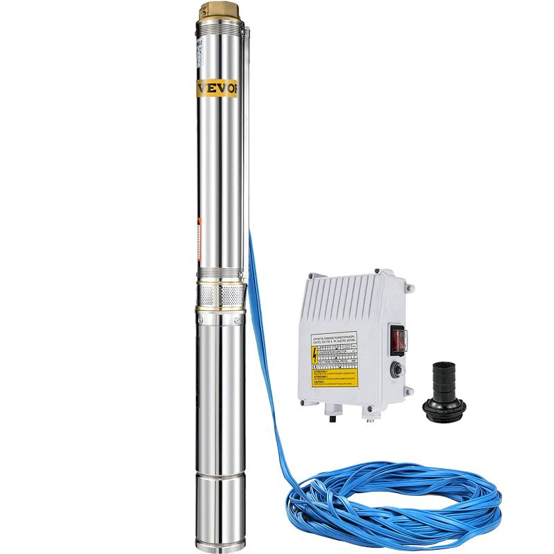 Photo 1 of Happybuy Well Pump 1.5 HP 220V Submersible Well Pump 335ft Head 24GPM Stainless Steel Deep Well Pump for Industrial and Home Use-----------missing the machine --------only the pole and wire inside the box 

