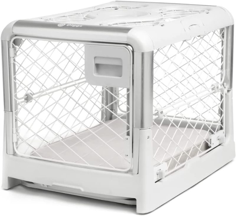 Photo 1 of Diggs Revol Small Dog Crate Ash - Portable Travel Dog Crate with Collapsible Ke
