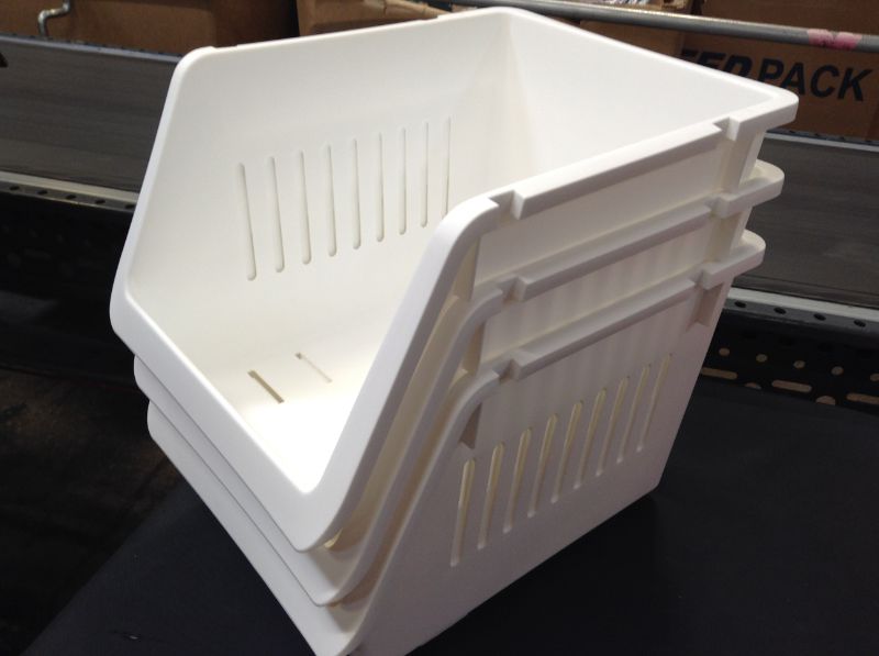 Photo 1 of 3ct Large Plastic Storage Bin White 
