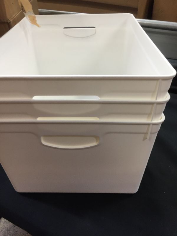 Photo 2 of 2---3ct Large Plastic Rectangle Storage Bin White - Bullseye's Playground™

