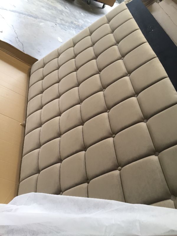 Photo 6 of Chic Home Beethoven Taupe Velvet King  Button Tufted Headboard AND SLATS  ONLY 
