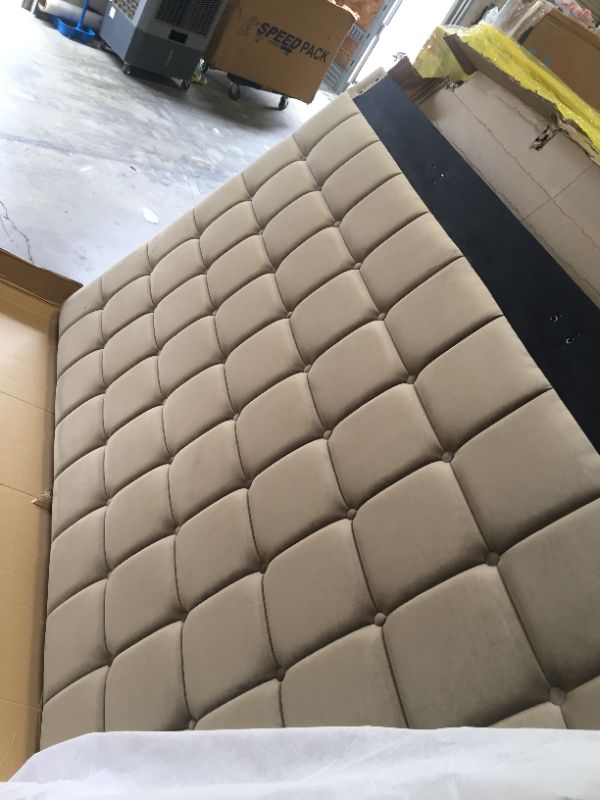 Photo 3 of Chic Home Beethoven Taupe Velvet King  Button Tufted Headboard AND SLATS  ONLY 
