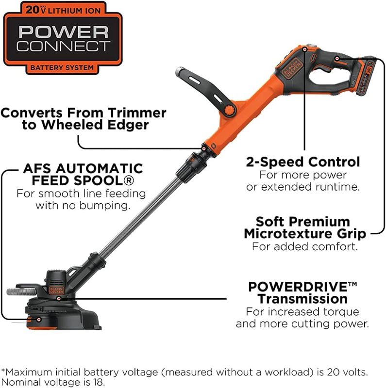 Photo 1 of BLACK+DECKER 20V Max String Trimmer/Edger, 12-Inch (LSTE525) ------------------VERY USED --------
