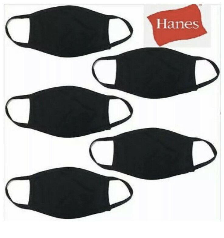 Photo 1 of Hanes Black Reusable Cotton Daily Face Mask 15 pack
3 packs of 5