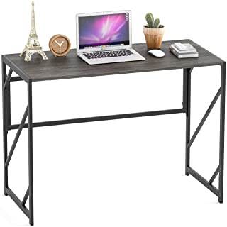 Photo 1 of Elephance Folding Desk Writing Computer Desk for Home Office, No-Assembly Study Office Desk Foldable Table for Small Spaces (Black Oak)