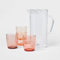 Photo 1 of 5pc Plastic Beverage Pitcher & Tumbler Set - Threshold™ 2 PACK 

