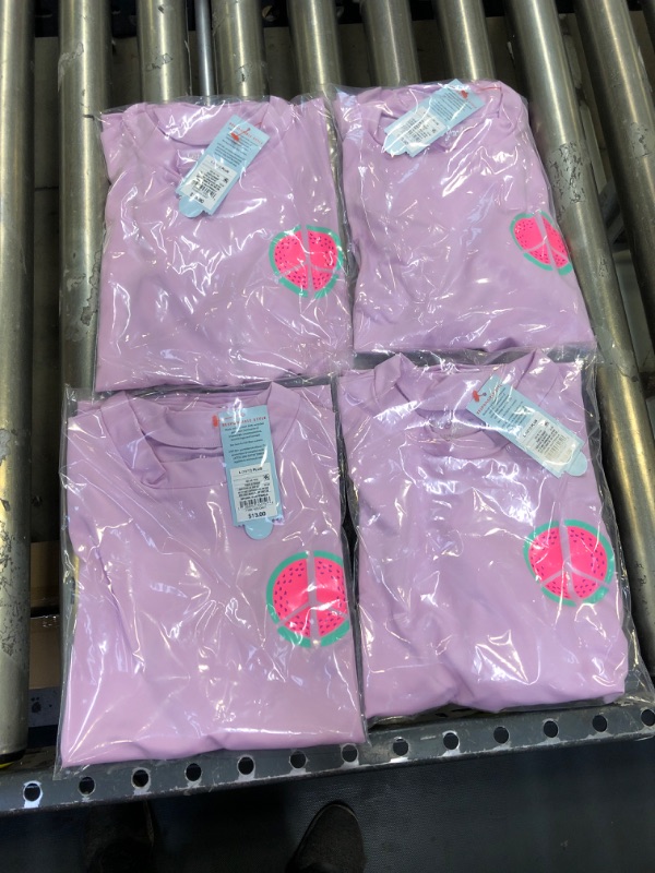 Photo 2 of Girls' Watermelon Print Short Sleeve Rash Guard Swim Shirt - Cat & Jack™ Purple SIZE L 10/12
4 PACK