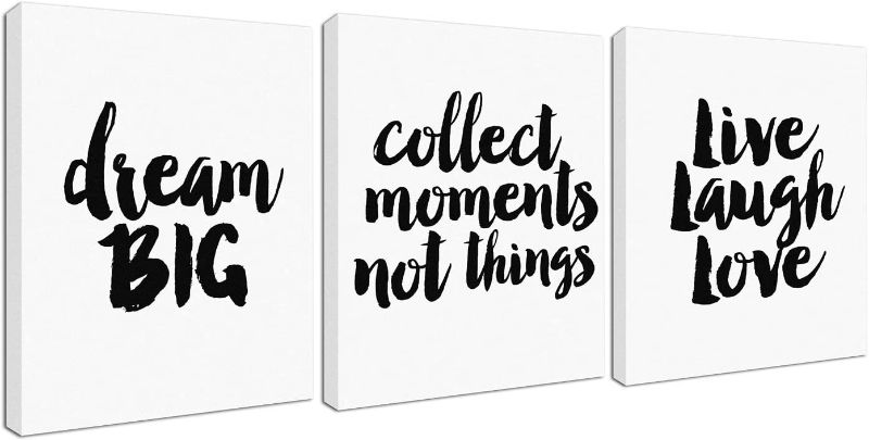 Photo 1 of 3Pcs x Dream Big Motivational Quotes Inspirational Success Canvas Stretched Wood Framed Combine Modern Art for Home Room Office Wall Print Decor 16x12" (40x30cm)
