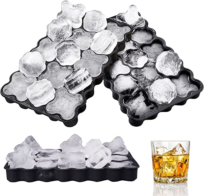 Photo 1 of Ice Cube Trays, Spightdex Ice Tray with Lids Removable & Anti-overflow, Silicone Ice Cube Tray Easy-Release, BPA Free, Flexible Ice Molds for Whiskey Cocktail Freezer Chilled Drinks (Black
