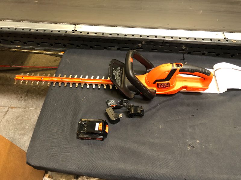 Photo 2 of BLACK+DECKER 20V MAX Cordless Hedge Trimmer with Extra Lithium Battery 2.0 Amp Hour (LHT2220 & LBXR2020-OPE)
