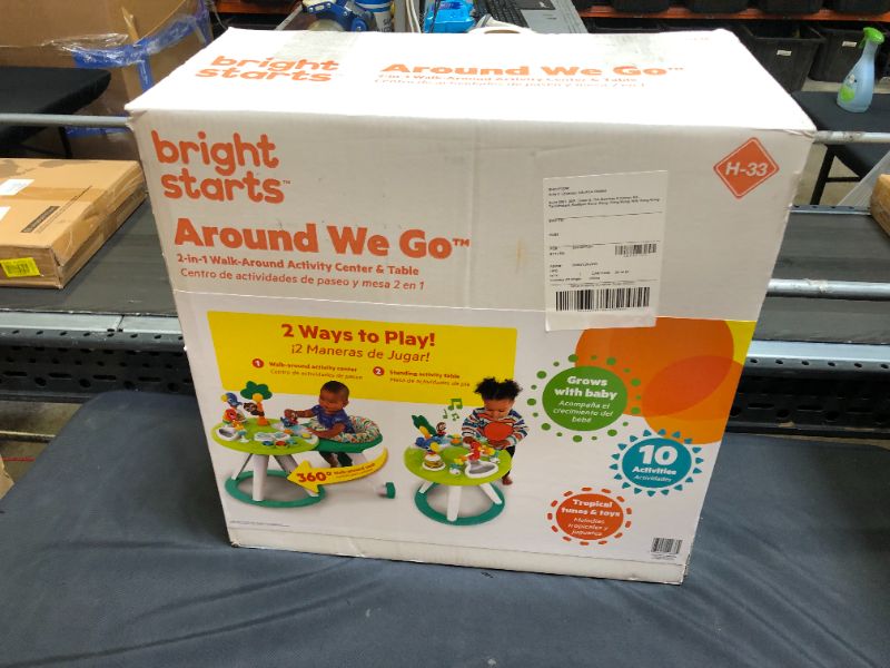 Photo 5 of Bright Starts Around We Go 2-in-1 Walk-Around Baby Activity Center & Table, Tropic Cool, Ages 6 Months+
