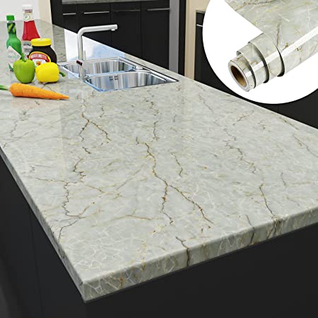 Photo 1 of Yenhome Green Marble Contact Paper for Cabinets Countertop Covers 17.7"x80" Marble Wallpaper Peel and Stick Countertop Wallpaper Waterproof Contact Paper for Kitchen Bathroom Counter Top Covers
