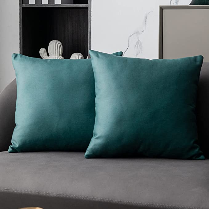 Photo 1 of Anickal Teal Pillow Covers 20x20 Inch Set of 2 Luxurious Soft Faux Suede Leathaire Modern Accent Decorative Square Throw Pillow Covers Cushion Cases for Bedroom Living Room Couch Bed Sofa
