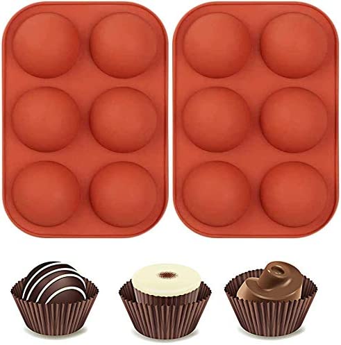 Photo 1 of 6 Holes Semi Sphere Silicone Mold,Baking Mold for Making Hot Chocolate, Cake, Jelly, Pudding,Dome Mousse, 2 Packs Half Sphere Mold Non Stick,BPA Free Cupcake Baking Pan (Red)
2 pack