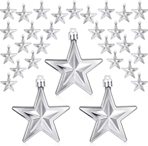 Photo 1 of 36 Pieces 4th of July Star Ornaments for Tree Hanging Star Ornaments Independence Day Decorations for Home Party Indoor Outdoor Decor (Silver)
