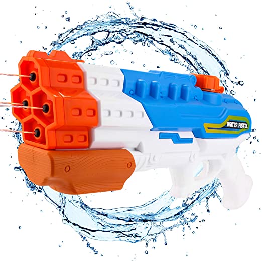 Photo 1 of Balnore Water Gun,4 Nozzles Water Blaster High Capacity 1200CC Squirt Guns 30ft Water Pistol Water Fight Summer Toys Outdoor Swimming Pool Beach Water Guns for Kids & Adults
