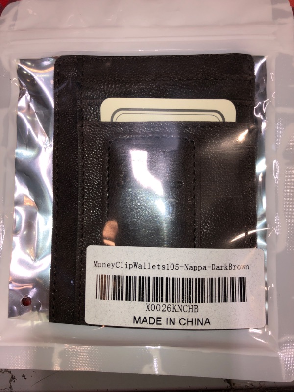 Photo 2 of AslabCrew Genuine Leather Magnetic Money Clip Slim Wallets, RFID Blocking
