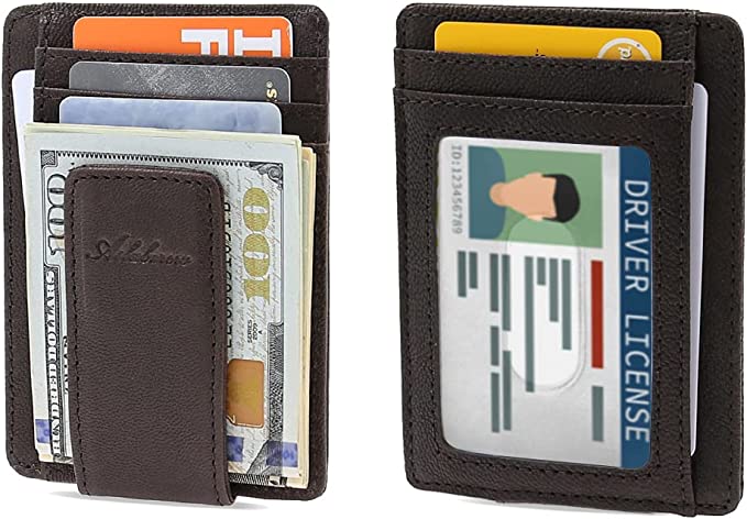 Photo 1 of AslabCrew Genuine Leather Magnetic Money Clip Slim Wallets, RFID Blocking
