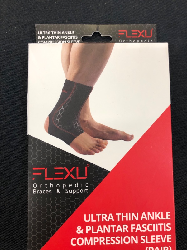 Photo 2 of FlexU Ultra-Thin Plantar Fasciitis Arch Support & Ankle Compression Sleeve Socks (Pair); Foot Wrap Brace for Achilles Tendonitis; Reduces Swelling & Induces Faster Injury Recovery - Medium
