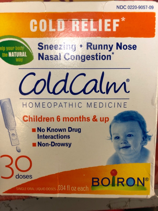 Photo 1 of Boiron Coldcalm Baby, 30 Doses. Baby Cold Relief Drops for Sneezing, Runny Nose, and Nasal Congestion, Non-drowsy, Sterile Single-use Liquid Oral Doses with Natural Active Ingredient, EXP 06/23

