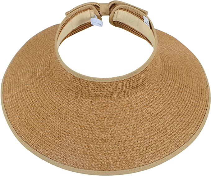 Photo 1 of Simplicity Women's UPF 50+ Wide Brim Roll-up Straw Sun Hat Sun Visor
