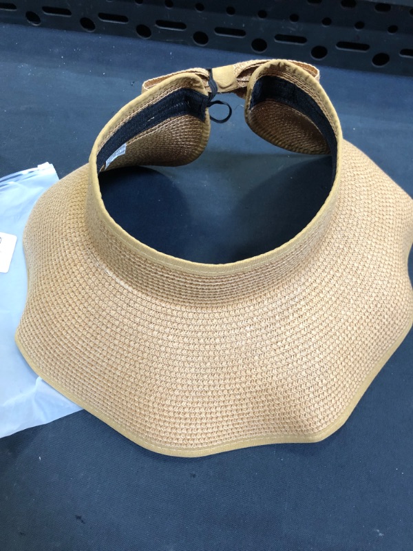 Photo 3 of Simplicity Women's UPF 50+ Wide Brim Roll-up Straw Sun Hat Sun Visor
