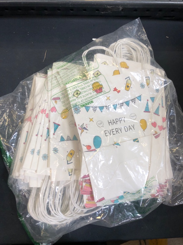 Photo 2 of ?50 pcs?White Kraft Paper Gift Bags with Handles,Bulk Gift Bags, Shopping Bags, Party Bags,Business Bags, Retail Bags, Merchandise Bags (8 * 4.5 * 10.8Inches)
