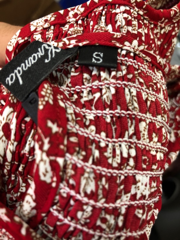 Photo 2 of Kranda Women's Round Neck Short Flutter Sleeve Smocked Ruffle Floral Maxi Dress, SIZE S WOMEN
