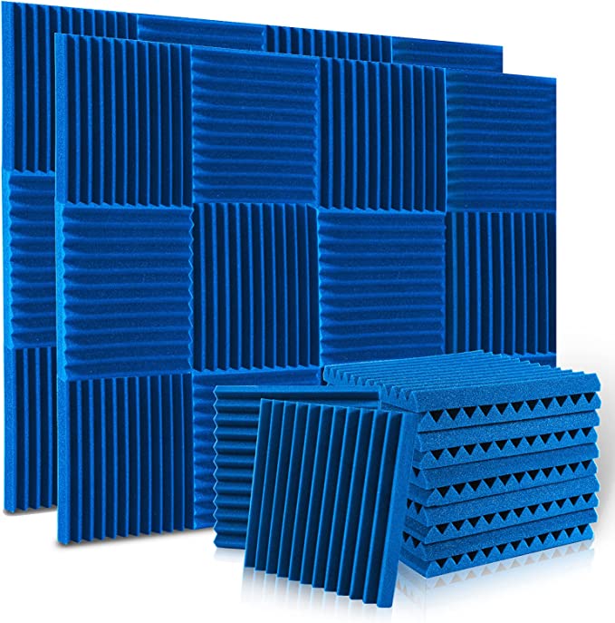 Photo 1 of 24 Pack Acoustic Panels, ALPOWL Acoustic Foam Panels 1" X 12" X 12" Inches, Soundproof Wall Panels with Fire and Sound Insulation Effect, Soundproof Wedges for Studios, Homes, Office (Blue)
