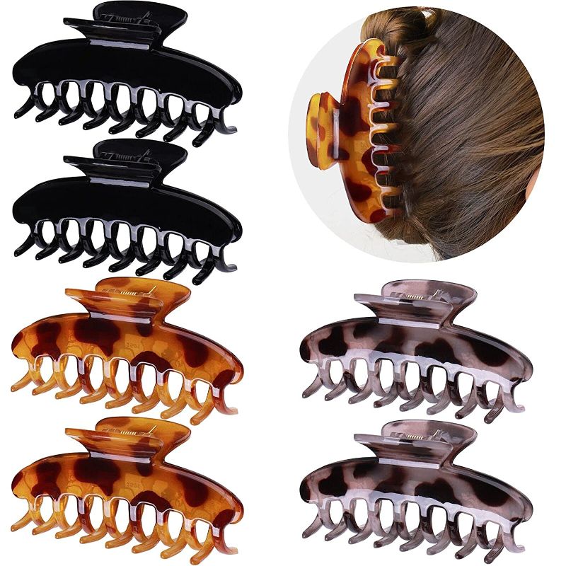 Photo 1 of GLAMFIELDS Hair Claw Clips 3.8 Inch Non slip Claw Clip for Women and Girls Thin Hair, Hair Styling Accessories, Strong Hold Hair Clips for Thick Hair 6 Pack
