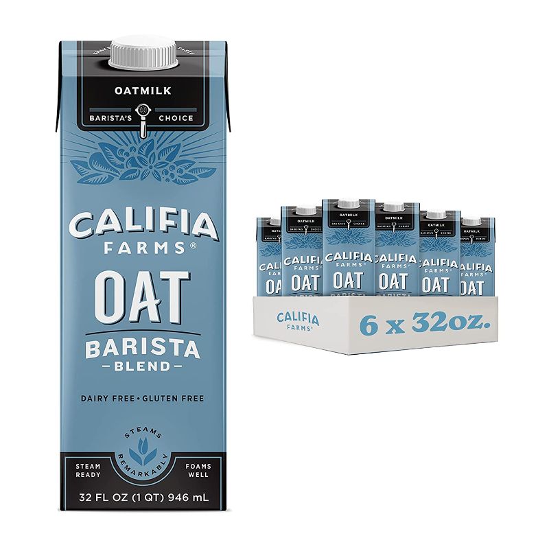 Photo 1 of Califia Farms - Oat Milk, Unsweetened Barista Blend| Shelf Stable | Non Dairy Milk | Creamer | Vegan | Plant Based | Gluten-Free | Non-GMO, 32 Fl Oz (Pack of 6)
BB: 05/22/22
