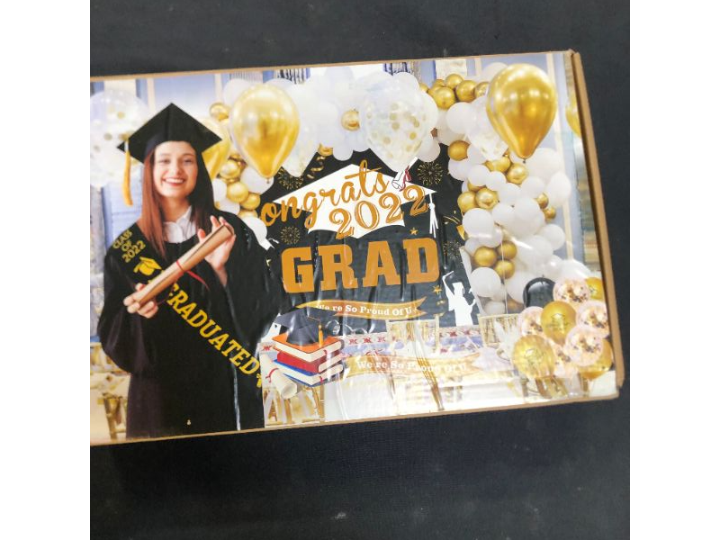 Photo 2 of 2022 Graduation Party Decorations, Gold Black Graduation Decorations for Graduation Party Supplies, Paper Tassel Graduation Banner Balloons Foil Fringe Curtains Graduation Set for Graduation Party
