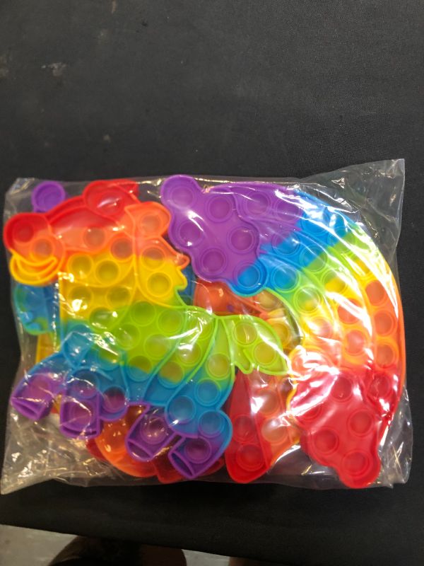 Photo 2 of 6 Packs pop fidget pops Toys for Kids boys girls Its Poppers push it Press Bubble Sensory Stress Relief Satisfying Game Toy Package Fidgettoy Set Rainbow Horse dinosaur Butterfly ice cream octopus
