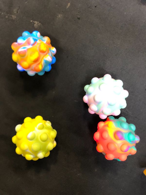 Photo 3 of 4 Pack Glow Ball Squeeze Toy Stress Sensory Autism Boys Kids Girls Bubble Push ADHD Purple Yellow Ball Boy Girl Kid Toys Gift Gifts
