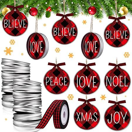 Photo 1 of 12 Pieces Christmas Mason Jar Lid Buffalo Plaid Ribbon with Hanging Decoration Jar Lid Galvanized Hanging Decoration Jar Lids for Christmas Tree Home and Party Hanging Decoration,6 Designs
3 pack
