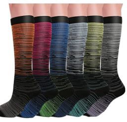 Photo 1 of 6 Pairs Compression Socks for Women & Men Circulation 20-30 mmHg Support for Medical, Running, Cycling, Hiking, Flight Travel (S/M, Model 01)
