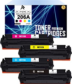 Photo 1 of ZONRCOG 206A Toner Cartridges Replacement for HP 206A Toner Cartridges W2110A 206X Compatiable with HP Color Laserjet Pro M255dw MFP M283fdw M282nw M283 M283cdw M255 Printer K C M Y (No Chip,4-Pack) (MAJOR DAMAGES TO PACKAGING)
